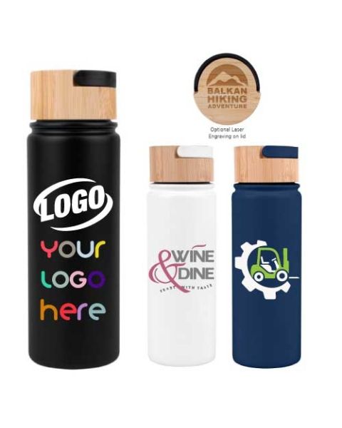 20 oz Stealth Insulated Thermal Bottles with Bamboo Lid
